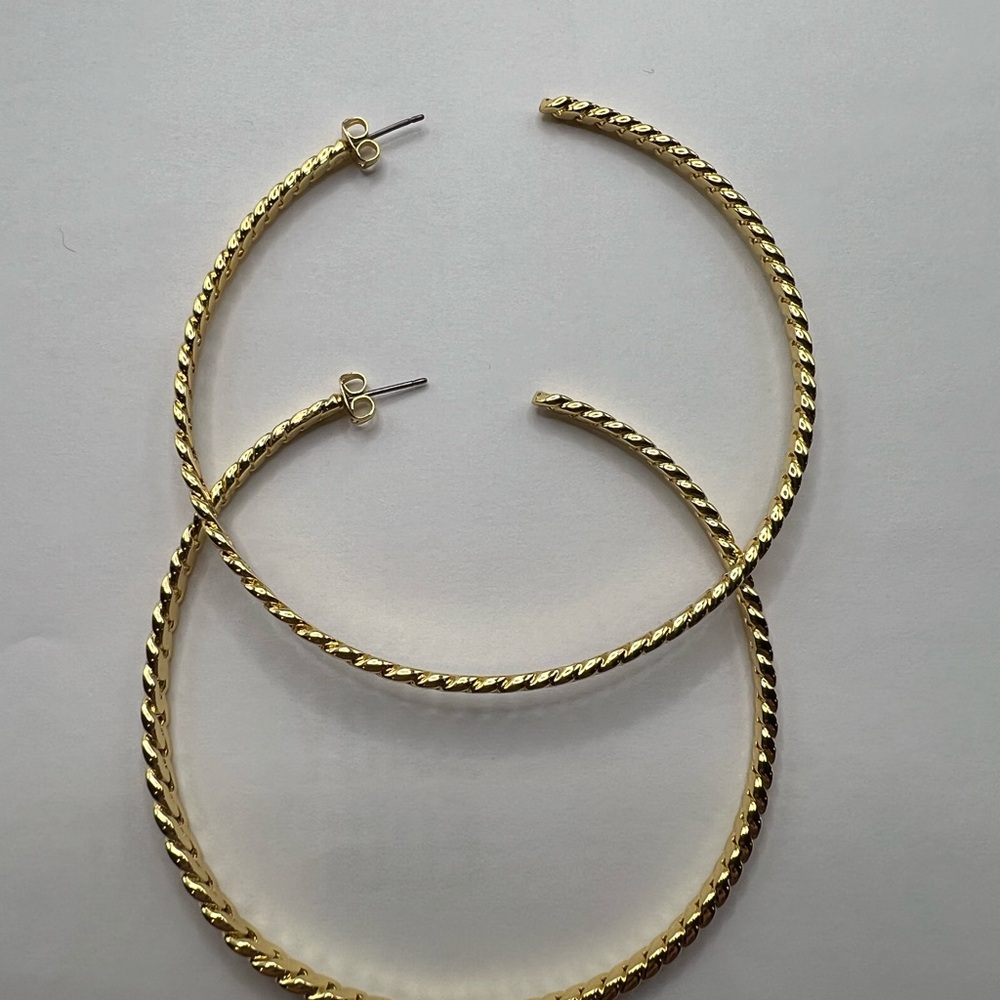 Gold Twisted Hoop Earrings - Women Jewelry